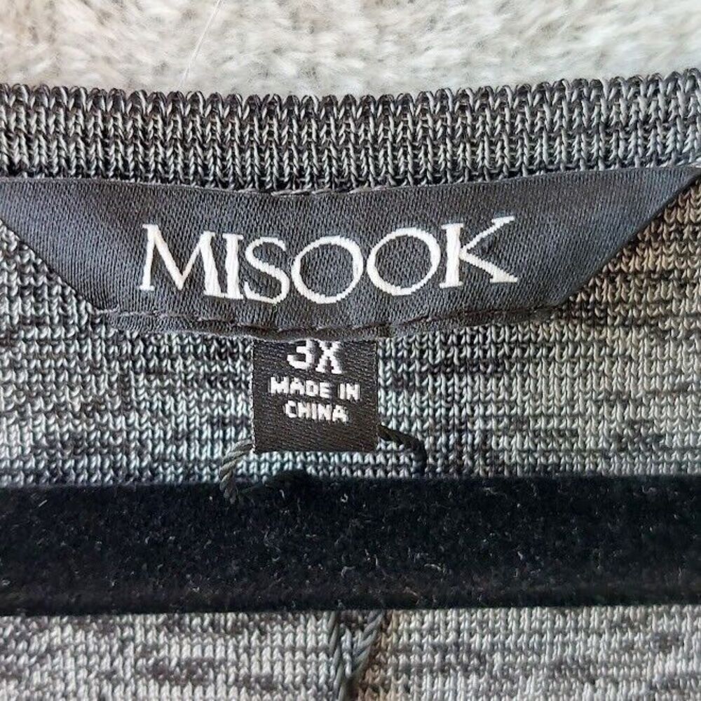 Misook Knit Womens 3X Scoop Neck Tunic Tank Heathered Gray Side Slit Top - Picture 3 of 8